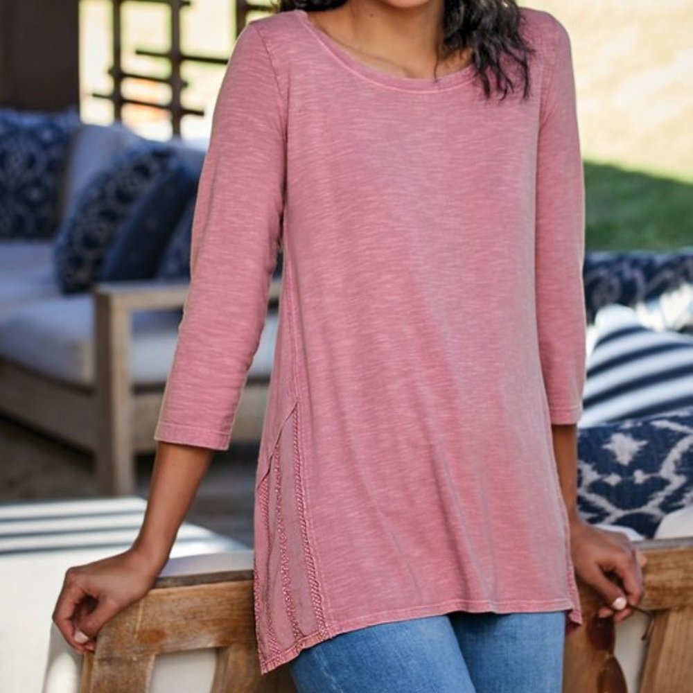 Soft Surroundings Top XS Gemma Tee Deep Rose